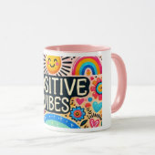 Positive Vibes, farbenfrohe Tasse (VorderseiteRechts)
