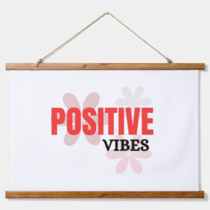 Positive Vibes – Gute Energie Inspirierende Blumen Wandteppich Mit Holzrahmen