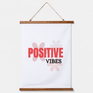 Positive Vibes – Gute Energie Inspirierende Blumen Wandteppich Mit Holzrahmen