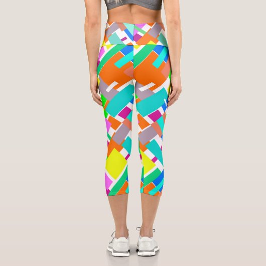 Positive Vibes Happy Colors Abstrakt Art Blocks Capri Leggings (Rückseite)