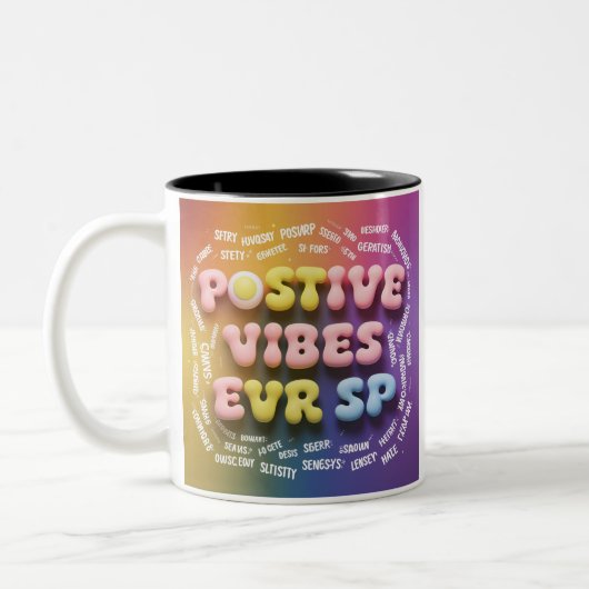 "Positive Vibes in jeder Sekunde" Zweifarbige Tasse (Links)