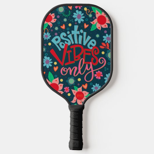 Positive Vibes Inspirivity Fun Modern Floral Pickleball Schläger (Rückseite)
