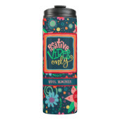 Positive Vibes nur Blume Stripe farbenfrohe Lehrer Thermosbecher (Vorderseite)