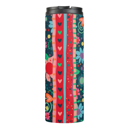 Positive Vibes nur Blume Stripe farbenfrohe Lehrer Thermosbecher (Rückseite)