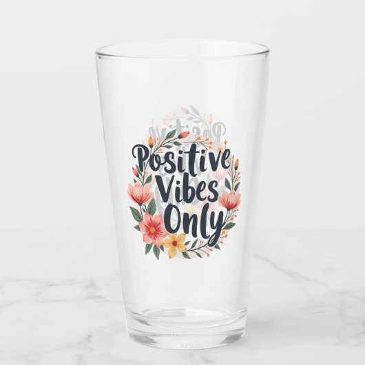 Positive Vibes nur Blumenmuster-Design Glas (Rückseite)