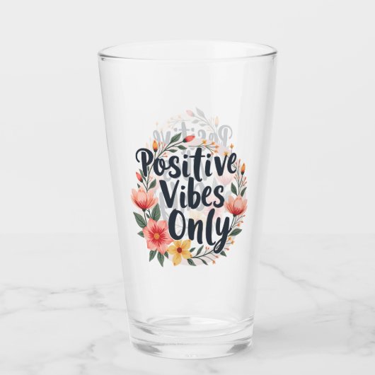 Positive Vibes nur Blumenmuster-Design Glas (Vorderseite)