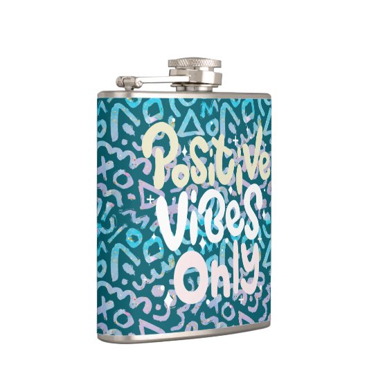 Positive Vibes nur grün geometrisch boho Flachmann (Rechts)