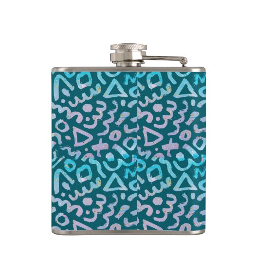 Positive Vibes nur grün geometrisch boho Flachmann (Rückseite)