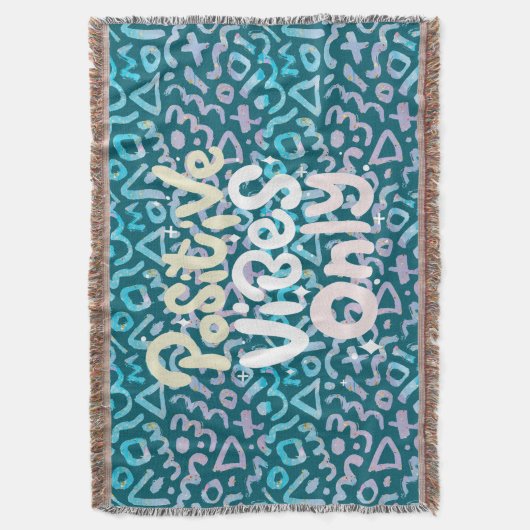 Positive Vibes nur grün geometrisch Decke (Vorderseite Vertikal)