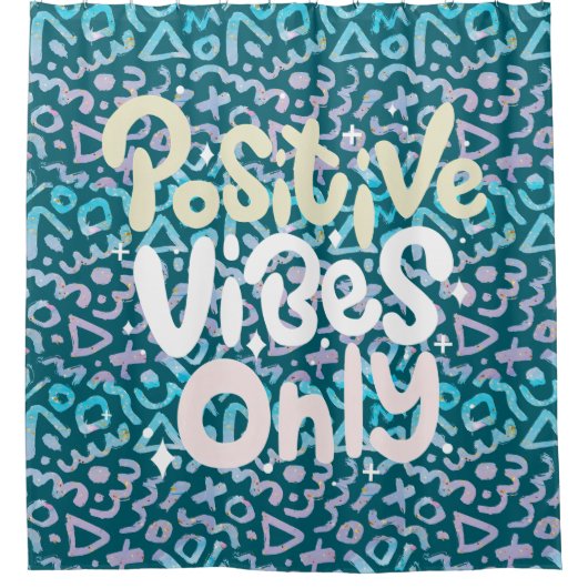 Positive Vibes nur grün geometrisch Duschvorhang (Vorderseite)
