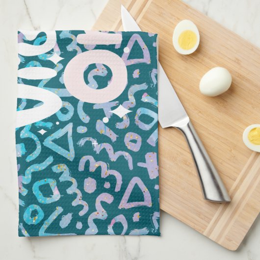 Positive Vibes nur grün geometrisch Geschirrtuch (Viertel Falte)