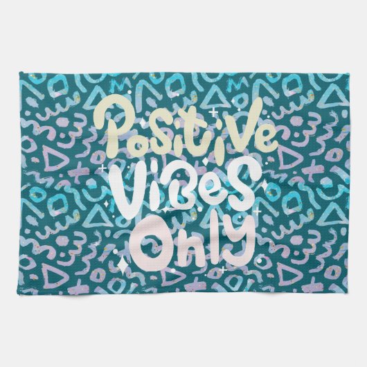 Positive Vibes nur grün geometrisch Geschirrtuch (Horizontal)