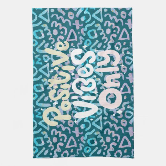 Positive Vibes nur grün geometrisch Geschirrtuch (Vertikal)