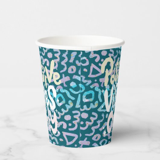 Positive Vibes nur grün geometrisch Pappbecher (Rechts)