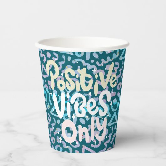 Positive Vibes nur grün geometrisch Pappbecher (Vorderseite)