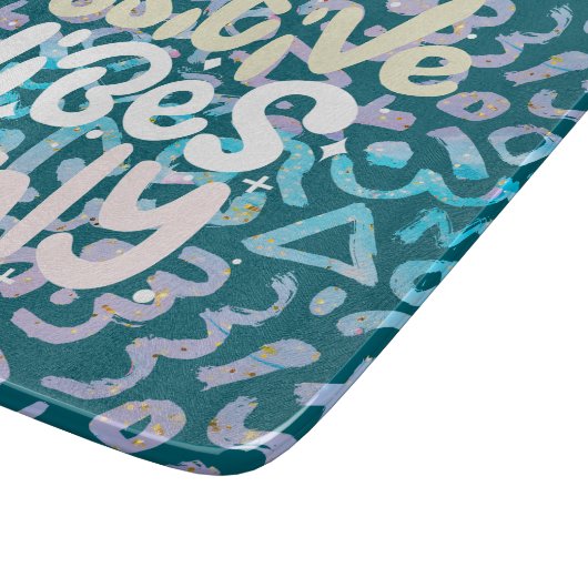 Positive Vibes nur grün geometrisch Schneidebrett (Ecke)