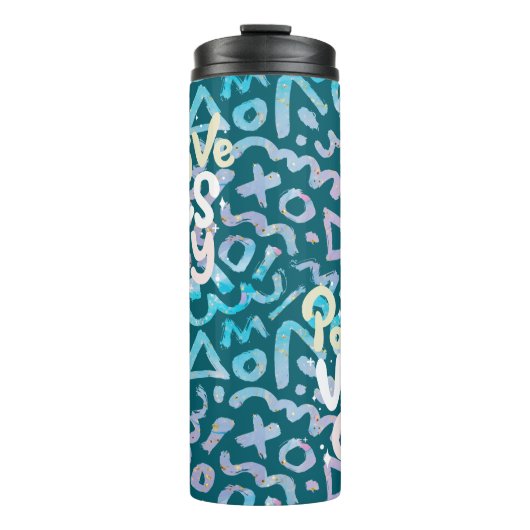 Positive Vibes nur grün geometrisch Thermosbecher (Vorderseite)