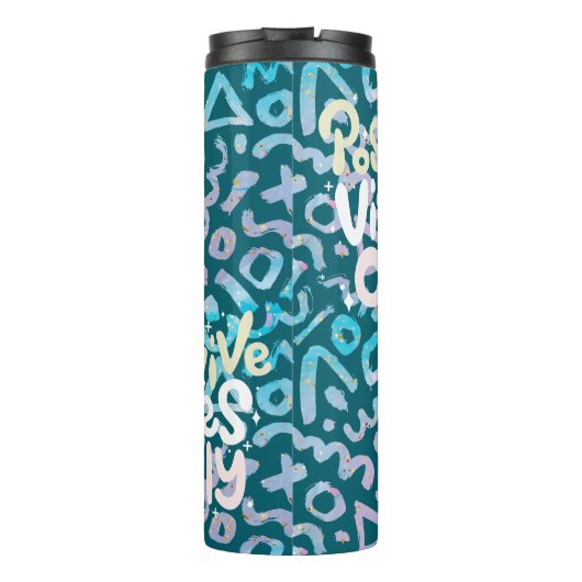 Positive Vibes nur grün geometrisch Thermosbecher (Rückseite)