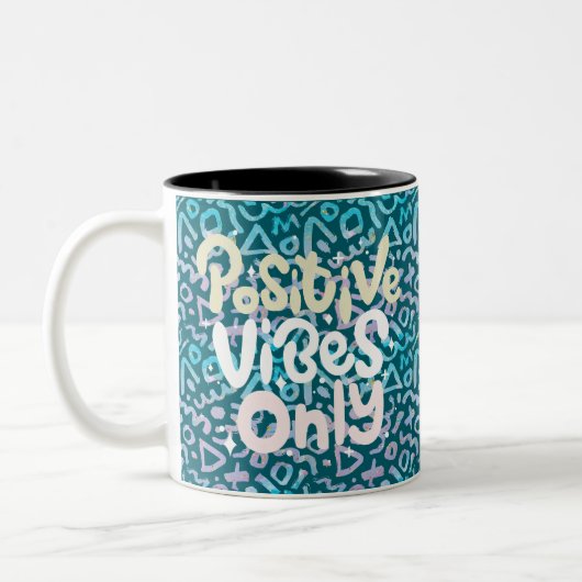 Positive Vibes nur grün geometrisch Zweifarbige Tasse (Links)