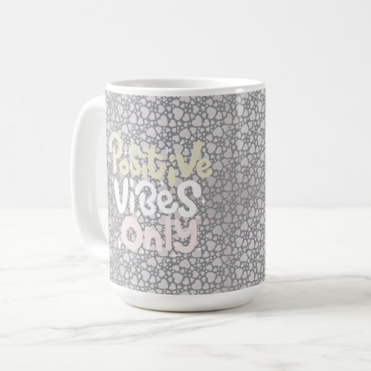 Positive Vibes nur neutrale Farbe boho Stil Kaffeetasse (Vorderseite Links)