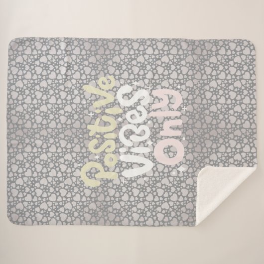 Positive Vibes nur neutrale Farbe boho Stil Sherpadecke (Vorderseite (Horizontal))