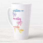 Positive Vibes Only, Rainbow Ombre Boho Latte Mug Milchtasse (Linke Ecke)