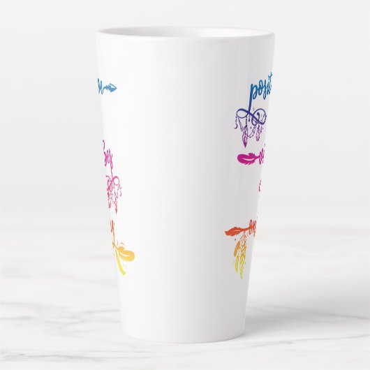 Positive Vibes Only, Rainbow Ombre Boho Latte Mug Milchtasse (Vorderseite)