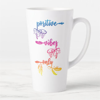 Positive Vibes Only, Rainbow Ombre Boho Latte Mug Milchtasse