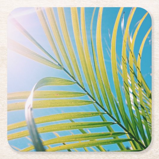 Positive Vibes Palmenblatt Untersetzer (Vorderseite)