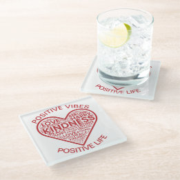Positive Vibes Positive Life Glass Untersetzer