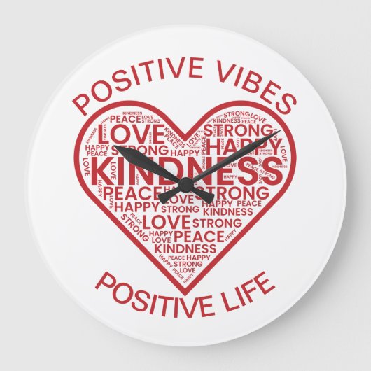 Positive Vibes Positive Life Wall Clock Große Wanduhr (Vorderseite)