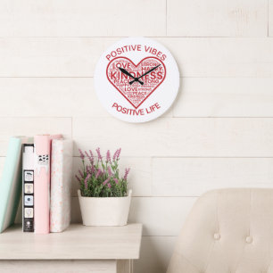 Positive Vibes Positive Life Wall Clock Große Wanduhr