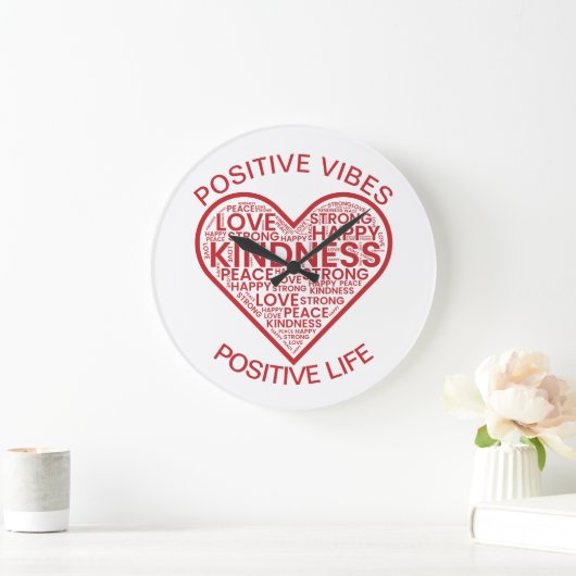 Positive Vibes Positive Life Wall Clock Große Wanduhr (Zuhause)