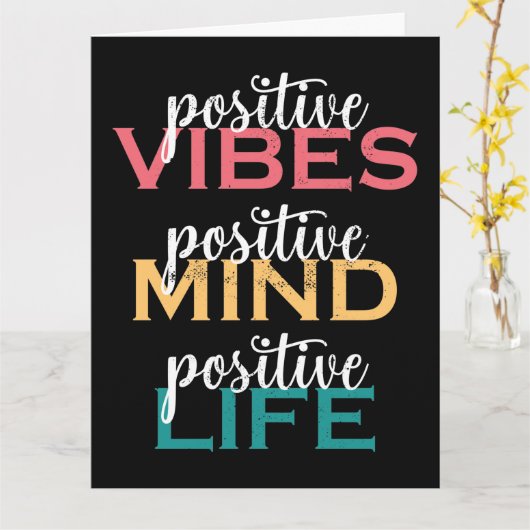 Positive Vibes Positive Mind Positive Life Karte (Gelbe Blume)