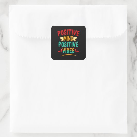 Positive Vibes Quadratischer Aufkleber (Tasche)