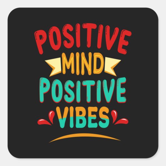 Positive Vibes Quadratischer Aufkleber (Vorderseite)