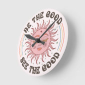 Positive Vibes Runde Wanduhr (Winkel)