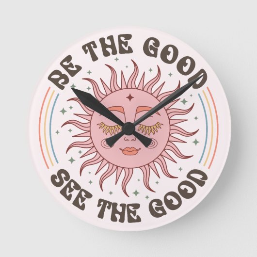 Positive Vibes Runde Wanduhr (Vorderseite)