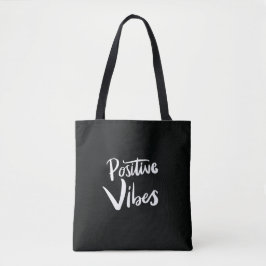 Positive Vibes Schwarze Tote-Tasche – Minimalistis Tasche