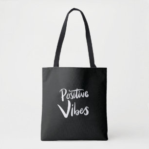 Positive Vibes Schwarze Tote-Tasche – Minimalistis Tasche