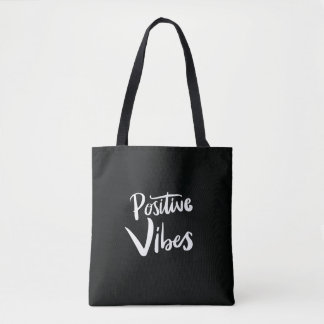 Positive Vibes Schwarze Tote-Tasche – Minimalistis Tasche