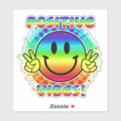 Positive Vibes Smile Face Emoji Peace Sign Vinyl Aufkleber (Blatt)