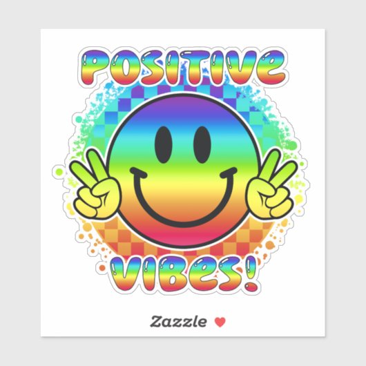 Positive Vibes Smile Face Emoji Peace Sign Vinyl Aufkleber (Blatt)