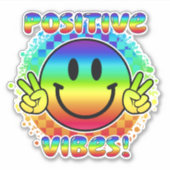 Positive Vibes Smile Face Emoji Peace Sign Vinyl Aufkleber (Vorderseite)
