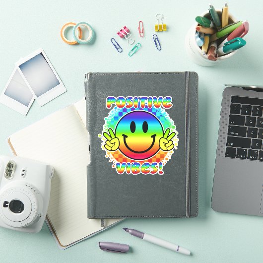 Positive Vibes Smile Face Emoji Peace Sign Vinyl Aufkleber (iPad Hülle)