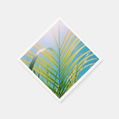 Positive Vibes Sunny Palm Tree Leaf Papier Napkin Serviette (Ecke)