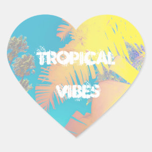 Positive Vibes Tropical Palm Trees Herz-Aufkleber