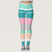Positive Vibes Türkis und Peach Leggings (Vorderseite)