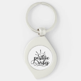 Positive Vibes Typografie Motivierend Zitat Kunst Schlüsselanhänger