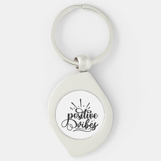 Positive Vibes Typografie Motivierend Zitat Kunst Schlüsselanhänger (Vorderseite)
